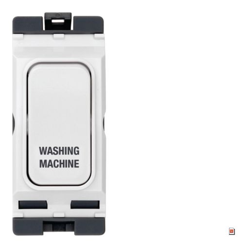 Picture of Hager 20A Part M 1 Way Double Pole White Insert Switch Marked 'WASHING MACHINE'