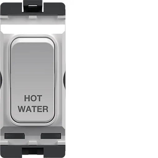 Picture of Hager 20A Part M 1 Way Double Pole White Insert Switch Marked 'HOT WATER'