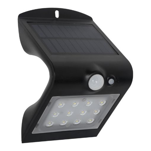 Picture of ROBUS SOL 1.5W Solar LED Wall light with PIR IP65 Black 4000K