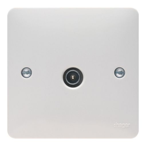 Picture of Hager White Single Co-ax TV Socket Outlet: Male
