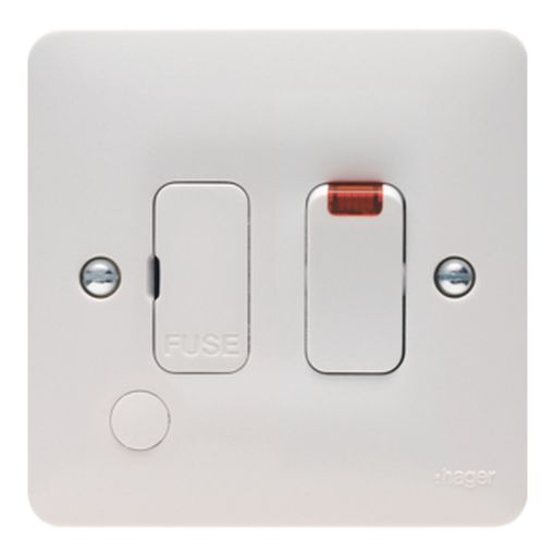 Picture of Hager 13A Double Pole White Switched Fuse Connection Unit with LED Indicator & Flex Outlet