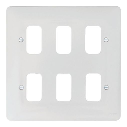 Picture of Hager 6 Gang White Grid Plate