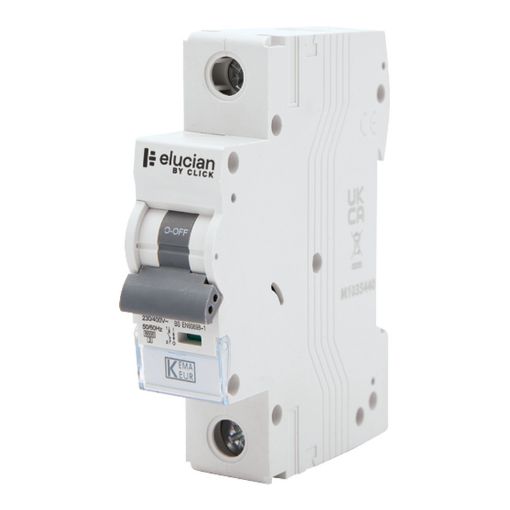 Picture of Click Elucian 1 Pole True 6kA B Curve 6A MCB Light Grey (RAL 9035)